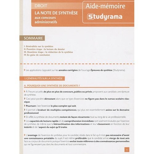 La note de synthèse aux concours administratifs