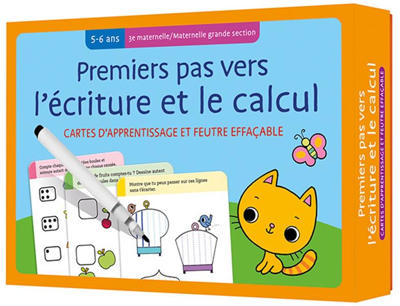 Premiers pas vers l'écriture et le calcul maternelle grande section. Cartes d'apprentissage et feutr
