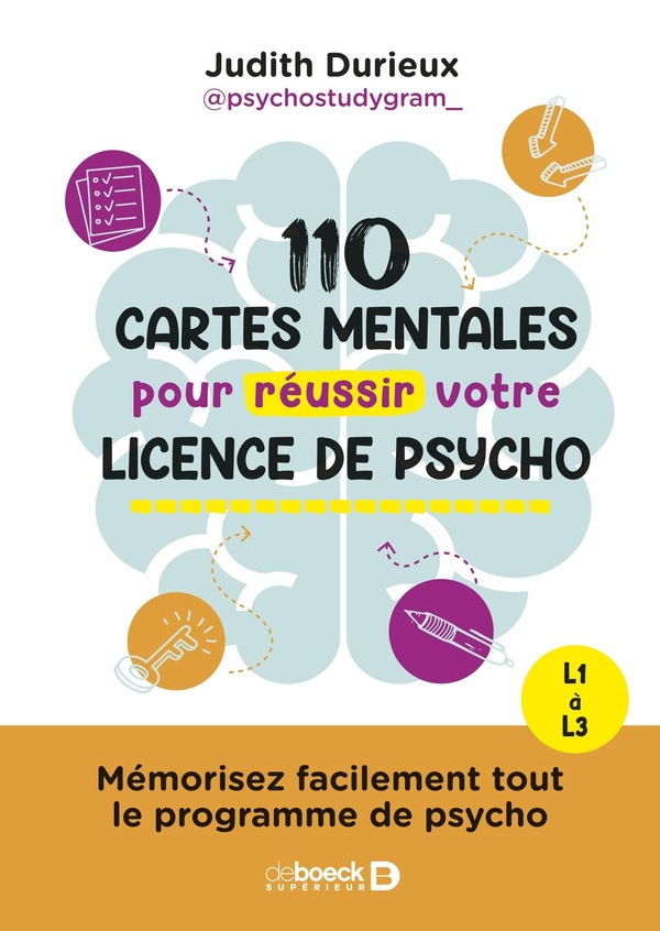 110 cartes mentales pour réussir votre licence de psycho. Mémorisez facilement tout le programme de