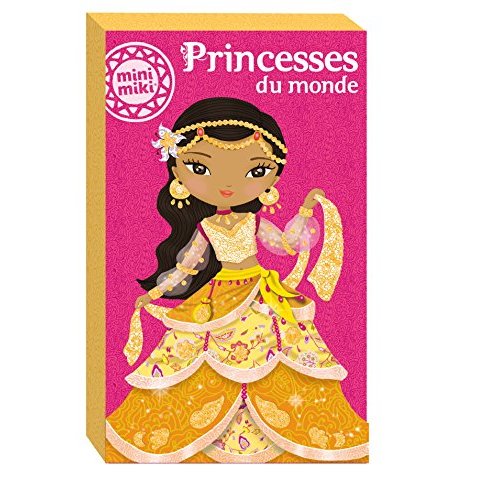 Princesses du monde à pailleter. Contient : 6 grandes cartes, 6 tubes de paillettes, 1 pinceau appli