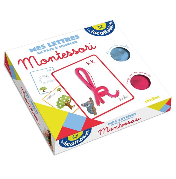 Mes lettres en pâte à modeler Montessori. Avec 26 fiches géantes, 2 pots de pâte à modeler, 1 livret