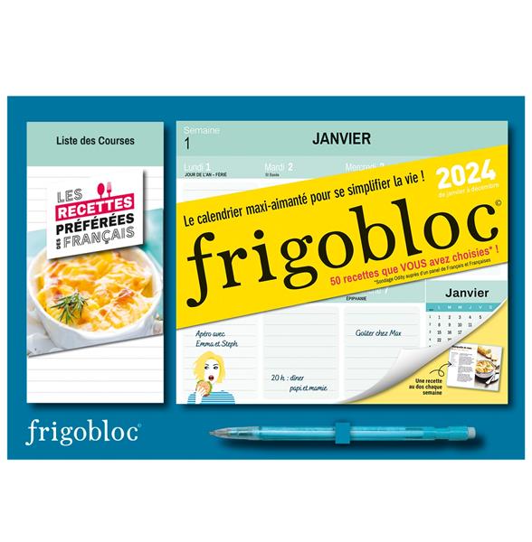 Mini frigobloc hebdomadaire Les recettes préférées des français. De janvier à décembre 2024. Avec 1