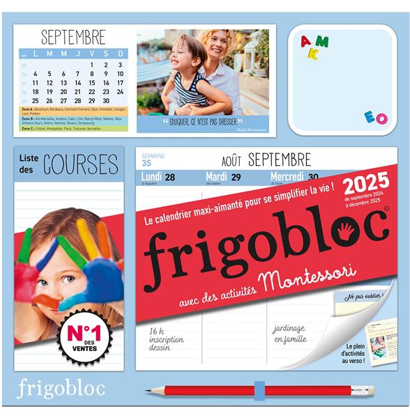 Frigobloc avec des activités Montessori. Le calendrier maxi-aimanté pour se simplifier la vie ! Edit