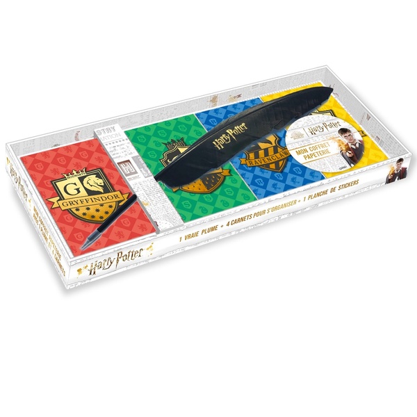 Mon coffret papeterie Harry Potter. Avec 1 vraie plume, 4 carnets, 1 planche de stickers