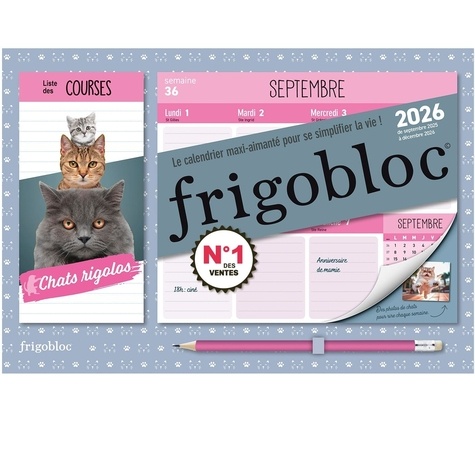 Mini Frigobloc hebdomadaire Chats rigolos. De septembre 2025 à décembre 2026, Edition 2025-2026