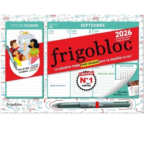 Mini Frigobloc hebdomadaire. Le calendrier hebdo maxi-aimanté pour se simplifer la vie ! De septembr