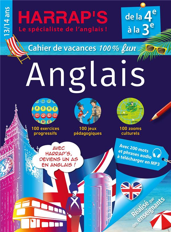 Cahier de vacances Anglais de la 4e à la 3e. 100% jeux
