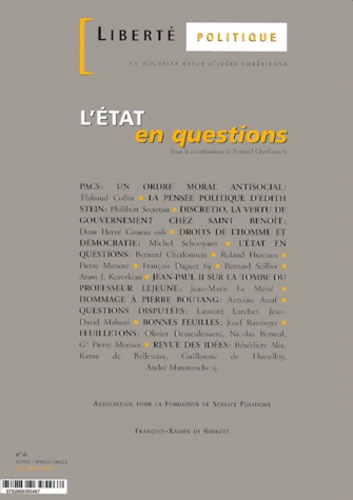 LIBERTE POLITIQUE NUMERO 6 OCTOBRE 1998 : L'ETAT EN QUESTIONS