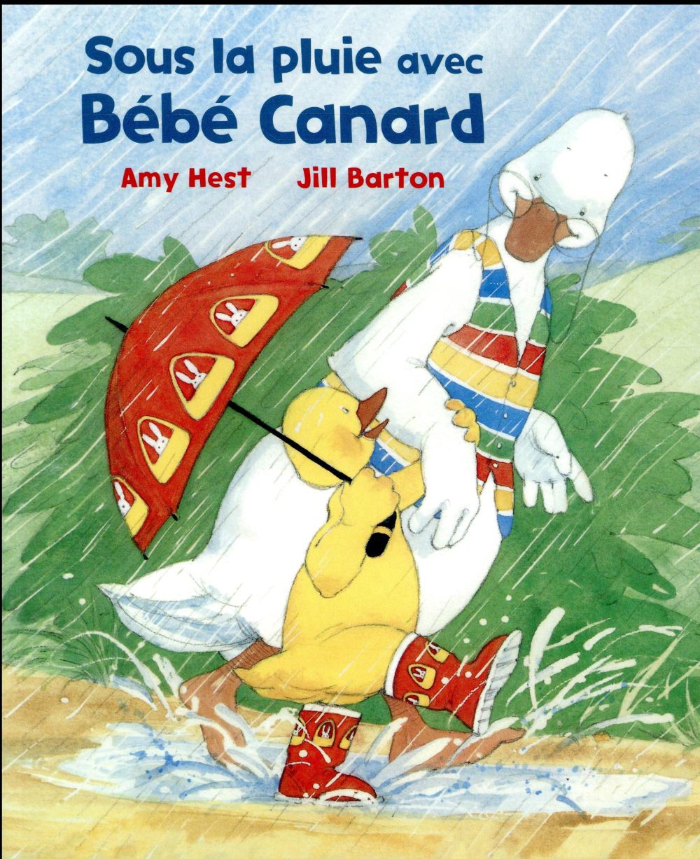 Sous la pluie avec bébé canard