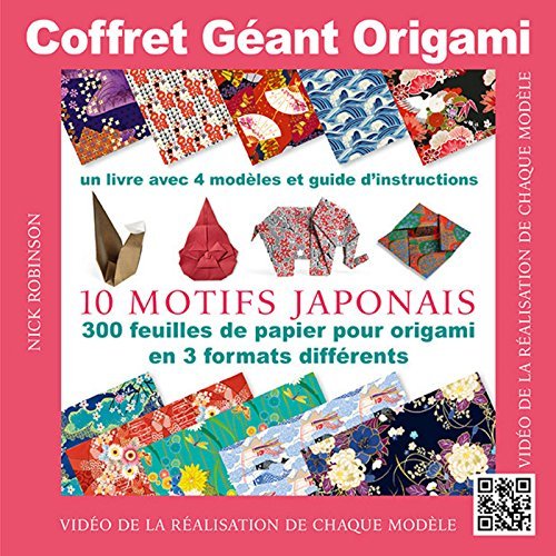 Coffret géant origami. Contient : un livre de modèles et 300 feuilles de papier origami à motifs jap