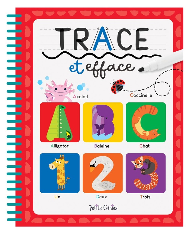 Trace et efface ABC 123. Avec 1 feutre