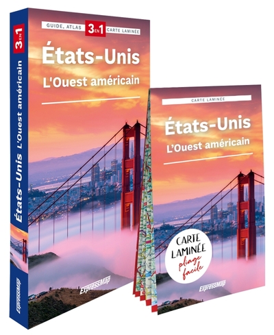 États-Unis. L'Ouest américain - Guide Atlas Carte laminée 1/4 750 000, Edition 2024