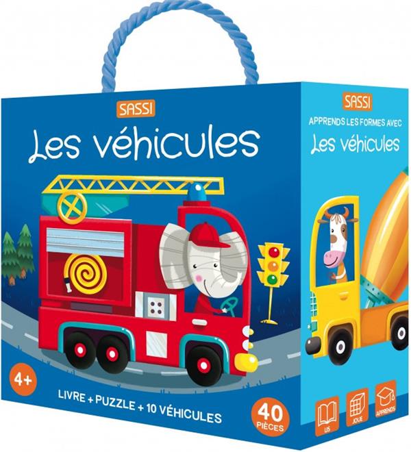 Apprends les formes avec les véhicules. Avec 1 puzzle de 40 pièces, 10 véhicules prédécoupés