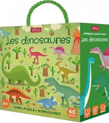 Les dinosaures . Avec 1 puzzle et 10 dinosaures