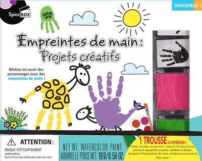 Empreintes de main : projets créatifs. Avec 1 manuel d'instructions, 4 peinture aquarelle en pots, 2