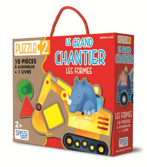 Puzzle 2 : Le grand chantier. Les formes : 10 pièces à assembler 1 livre