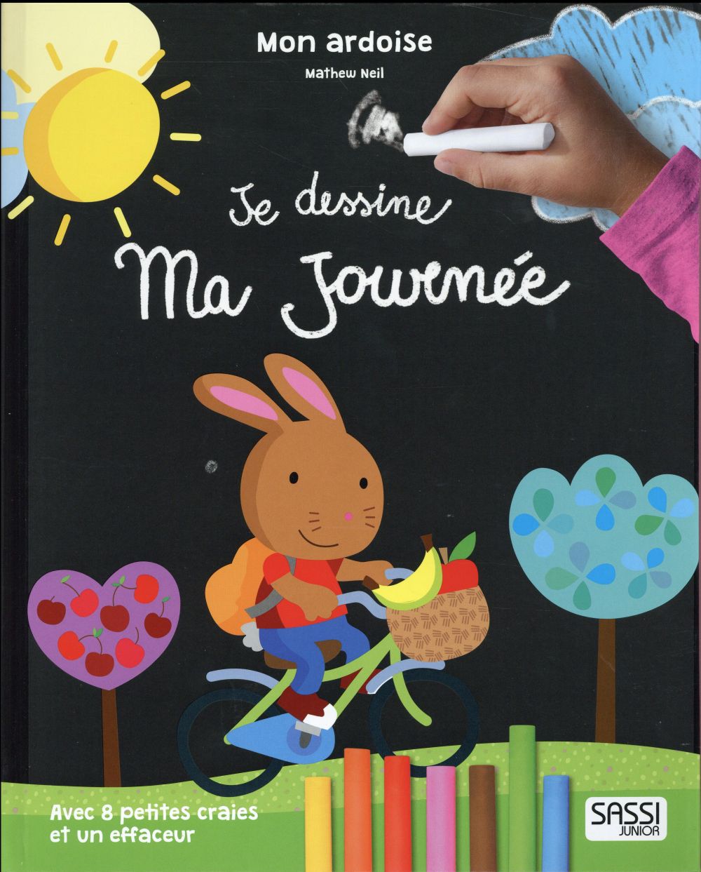 Je dessine ma journée. Mon ardoise avec 8 petites craies et un effaceur