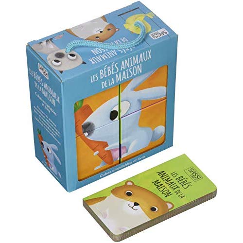 Les bébés animaux de la maison. Cubes empilables et livre