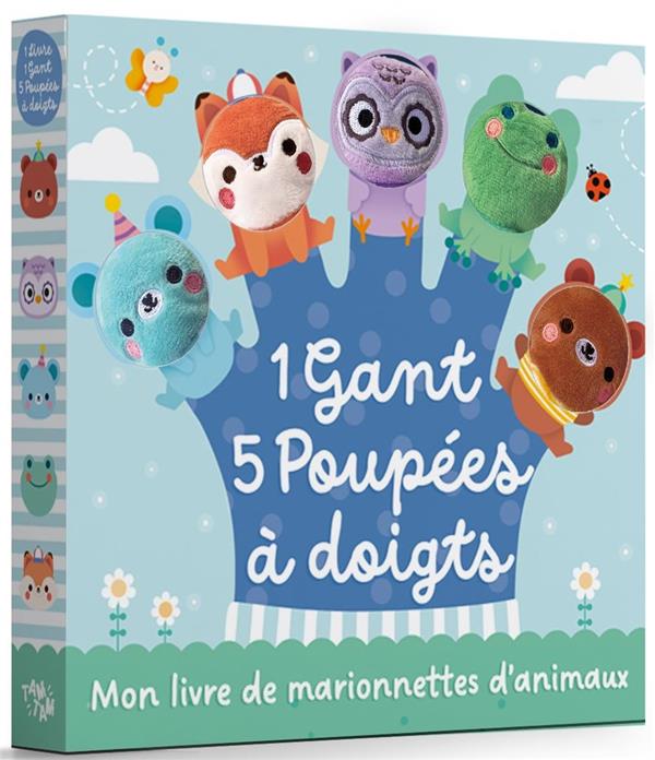 Mon livre de marionnettes d'animaux. 1 Gant 5 Poupées à doigts