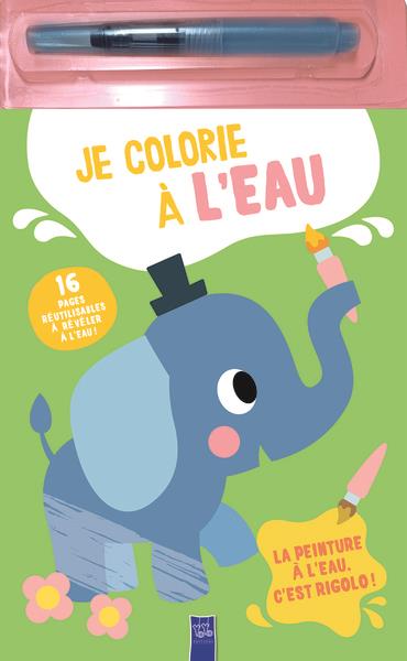Je colorie à l'eau L'éléphant. Avec 1 stylo à eau