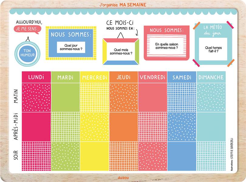 Mon tableau J'organise ma semaine. Avec de 60 aimants