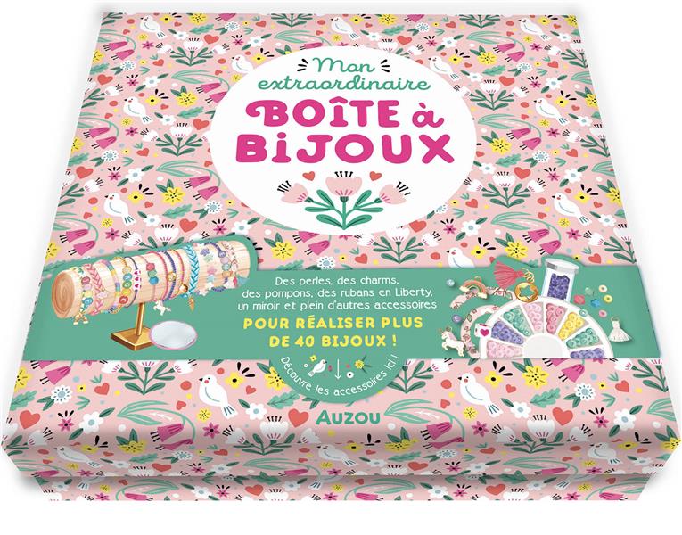 Mon extraordinaire boîte à bijoux. Coffret avec 1 livret, des perles, des charms, des fils et 1 miro