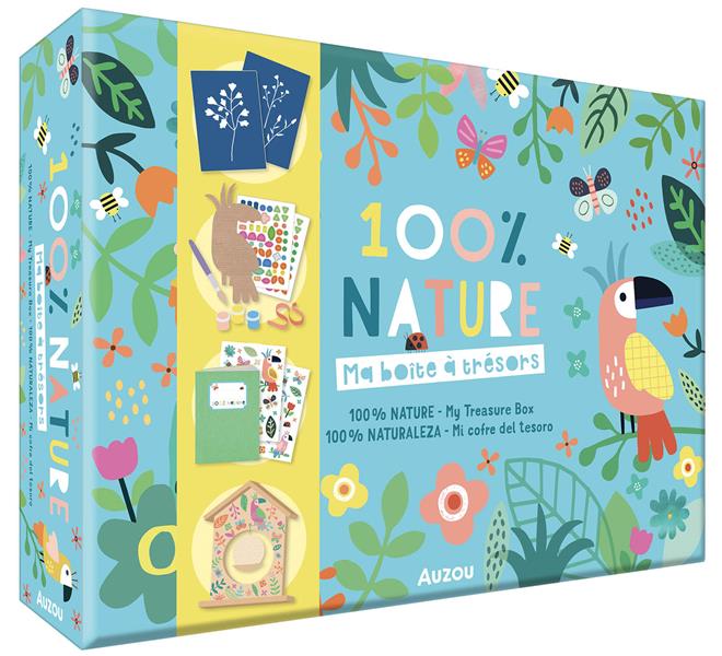 100% nature. Ma boîte à trésors, avec un carnet à personnaliser, un nichoir à oiseaux, du papier pho