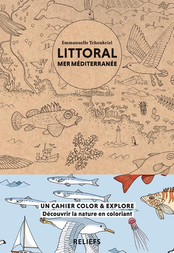 CAHIER A COLORIER LITTORAL MER MEDITERRANEE