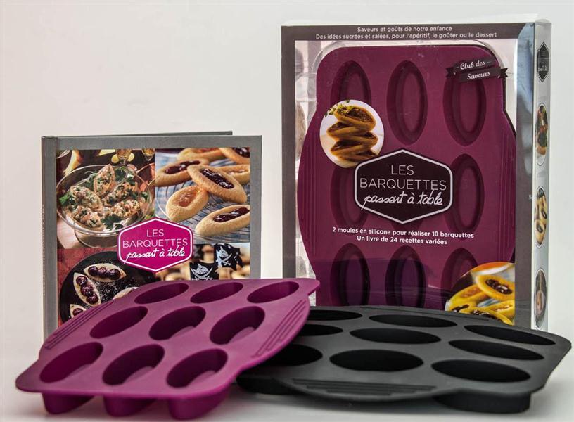 Coffret Les barquettes passent à table. Avec 2 moules en silicone pour réaliser 18 barquettes