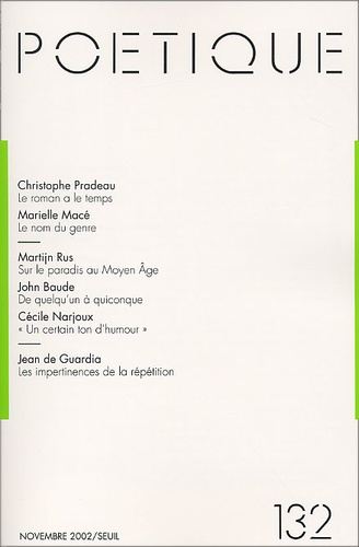 Poétique N° 132 / 2002-11