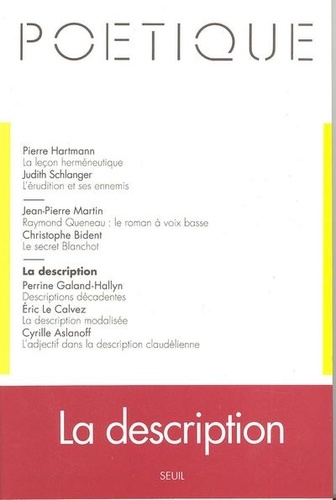 Poétique N° 99 : La description