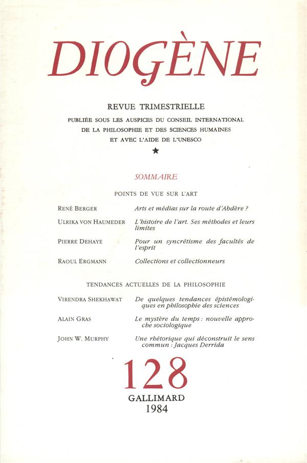 Diogène/128/Points de vue sur l'art , Tendances actuelles de la philosophie