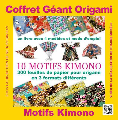 Coffret géant origami 10 motifs kimono. Contient : un livre de modèles et 300 feuilles de papier pou