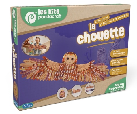 La chouette - Kit Pandacraft 4-7 ans. Crée, peins et fais voler ta chouette !