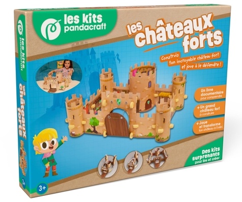 Les châteaux forts. Coffret avec 1 livre documentaire, 1 grand château fort à construire