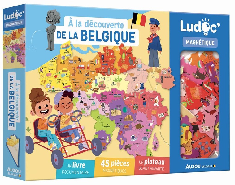 A la découverte de la Belgique. Coffret avec un livre documentaire, 45 pièces magnétiques et un plat