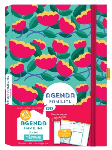 Agenda familial pocket Mémoniak. 260 autocollants inclus ! Edition 2026-2027