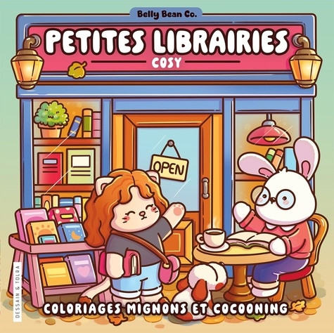 Petites librairies cosy. Coloriages mignons et cocooning