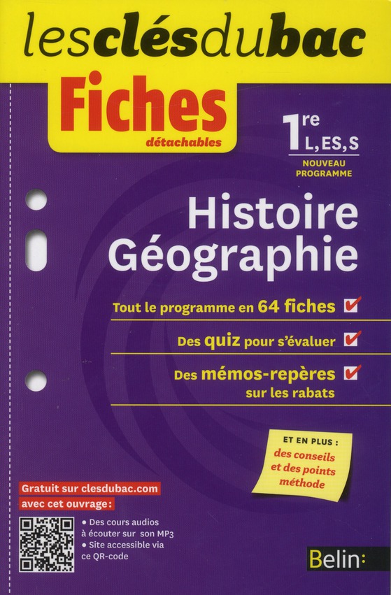 Histoire géographie 1e L, ES, S. Fiches détachables