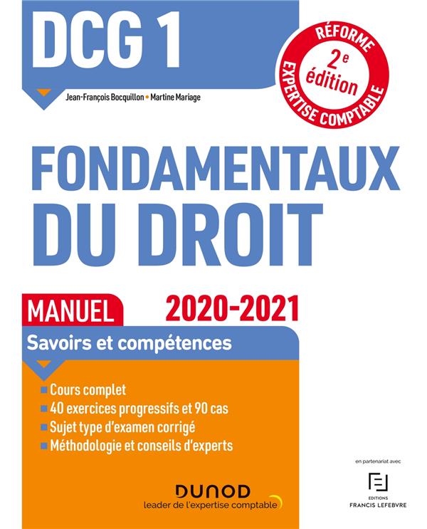 Fondamentaux du droit DCG 1. Manuel, Edition 2020-2021