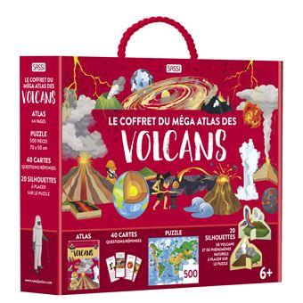 Le coffret du méga atlas des volcans. Avec 1 atlas, 40 cartes questions-réponses, 1 puzzle de 500 pi