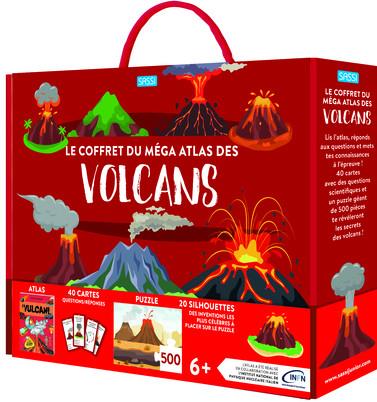 Le coffret du méga atlas des volcans. Avec 1 atlas, 40 cartes questions-réponses, 1 puzzle de 500 pi