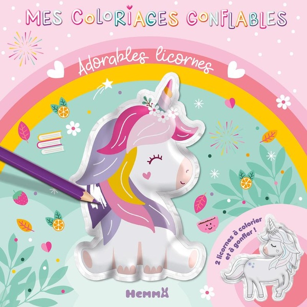Adorables licornes. Mes coloriages gonflables - 2 licornes à colorier et à gonfler