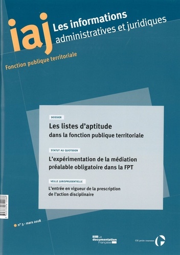 Les informations administratives et juridiques N° 3/2018 : Les listes d'aptitude dans la fonction pu