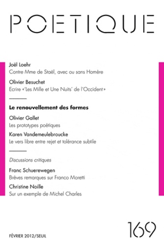 Poétique N° 169, février 2012 : Le renouvellement des formes