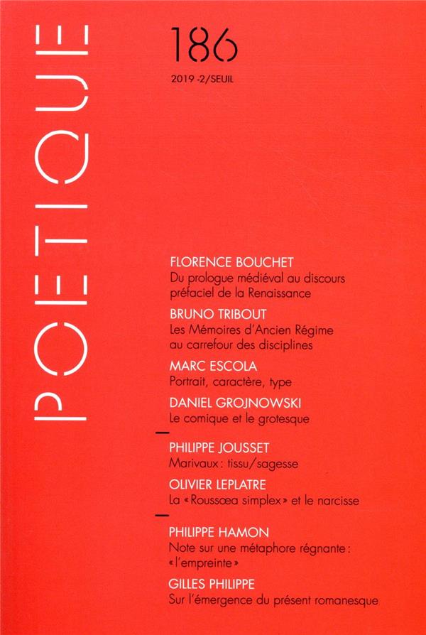 Poétique N° 186/2019-2 : Poetique numero 186