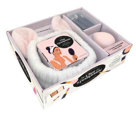 Chat s'pompone. Coffret avec 1 bandeau chat, 1 kit de 6 pinceaux pour les yeux, 1 éponge à maquillag