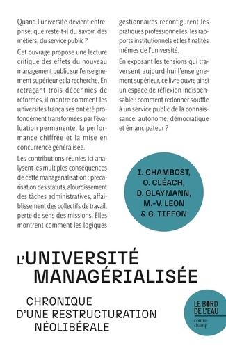 L'université managérialisée. Chronique d'une restructuration néolibérale