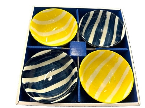 Coffret Soupes & veloutés Bleu et Jaune. Avec 4 bols et un livre de recettes