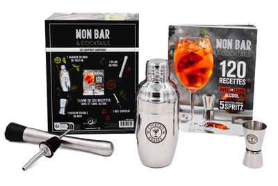 Mon bar à cocktails. Coffret avec 1 shaker, 1 doseur double, 1 pilon et 1 bec doseur, Edition 2025